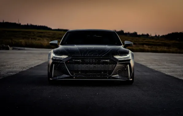 Картинка Audi, чёрный, вид спереди, RS 7, 2020, V8 Biturbo, RS7 Sportback, 4.0 л., 962 л.с., …