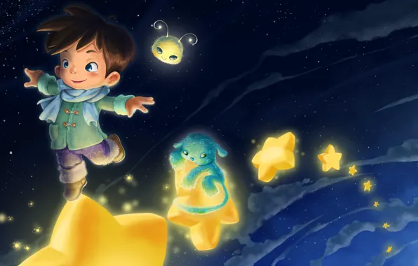 Картинка звёзды, арт, маленький принц, детская, Anastas Ermolina, фэниези, Heavenly dream