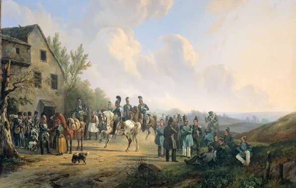 Картинка масло, картина, холст, 1835, Wouterus Verschuur, Ваутер Версхюр, Сцена Десятидневной Кампании Против Восставших