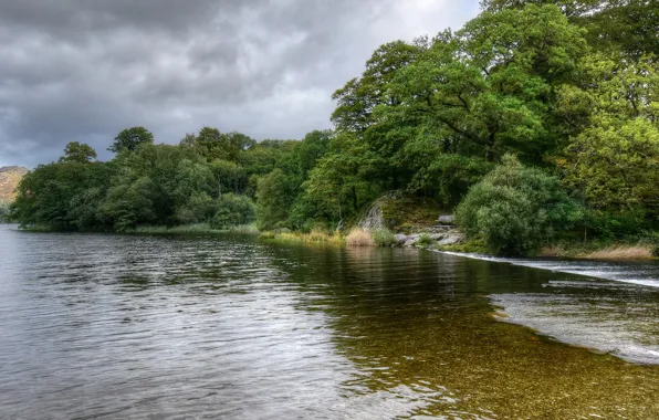 Картинка деревья, река, Англия