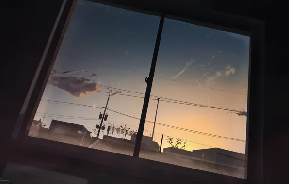Картинка закат, дома, вид из окна