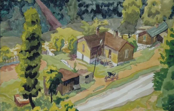 Картинка 1916, Charles Ephraim Burchfield, Valley Road with House