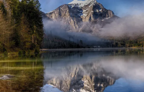 Картинка облака, пейзаж, горы, природа, озеро, Австрия, Langbathseen