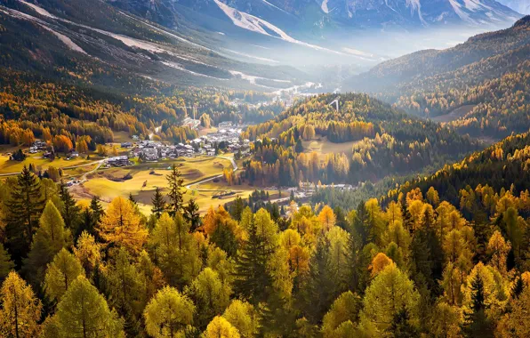 Картинка осень, долина, Италия, Доломитовые Альпы
