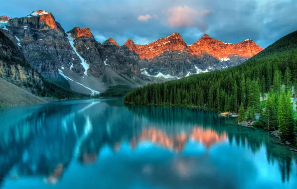 Картинка пейзаж, горы, природа, озеро, горные вершины