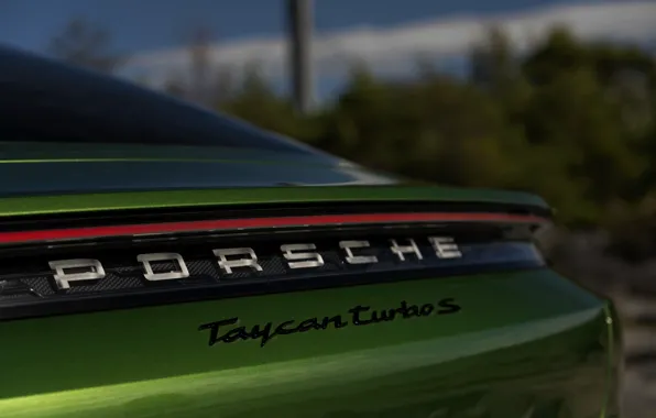 Картинка надпись, полоса, Porsche, корма, Turbo S, 2020, Taycan