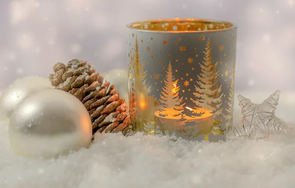 Картинка зима, свеча, Новый год, new year, шишки, декор, 2022