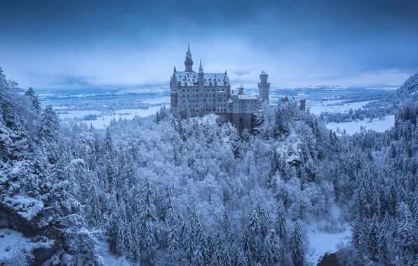Картинка Зима, Снег, Замок, Neuschwanstein Castle