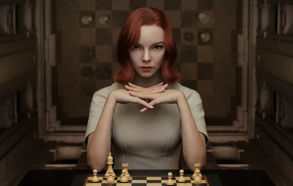 Картинка redhead, artwork, Anya Taylor-Joy, 2021, The Queen's Gambit, Beth Harmon