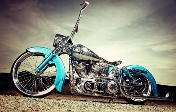 Картинка Harley-Davidson, Chrome, Motorcycle, Bagger, Classic bike