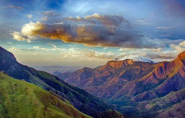 Картинка облака, долина, Индия, штат Керала, гора Муннар