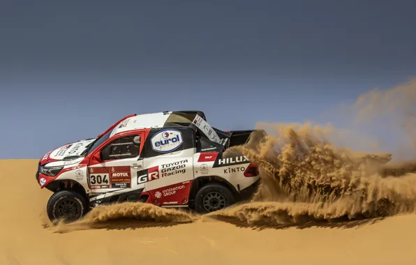 Картинка песок, Toyota, пикап, Hilux, 2020, Rally Dakar, 2021, Gazoo Racing
