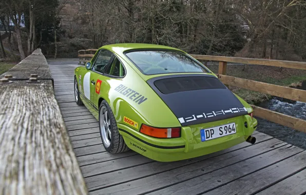 Картинка Porsche, Green, Porsche 911, Coupe, 964, River, 2014, Rear, DP Motorsport, DP964, Classic S