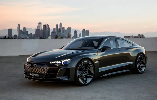 Картинка Audi, купе, небоскрёбы, 2018, e-tron GT Concept, четырёхдверное