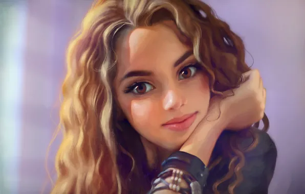 Картинка девушка, лицо, улыбка, волосы, портрет, Анна Гуричева