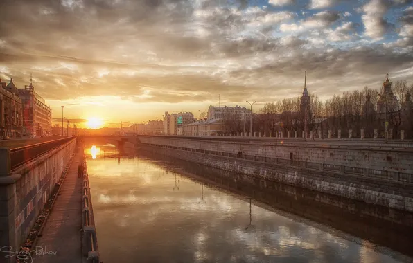 Картинка небо, рассвет, Санкт-Петербург, канал, Сергей Рехов