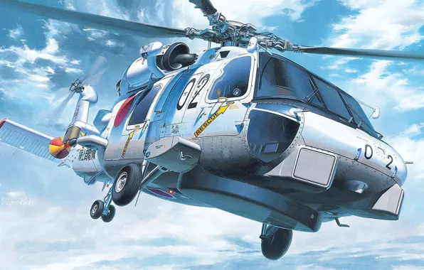 Картинка Sikorsky, Силы самообороны Японии, палубный противолодочный вертолёт, Anti-Submarine Helicopter, SH-60J Sea Hawk