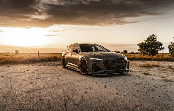 Картинка Audi, Sunset, Gray, RS6