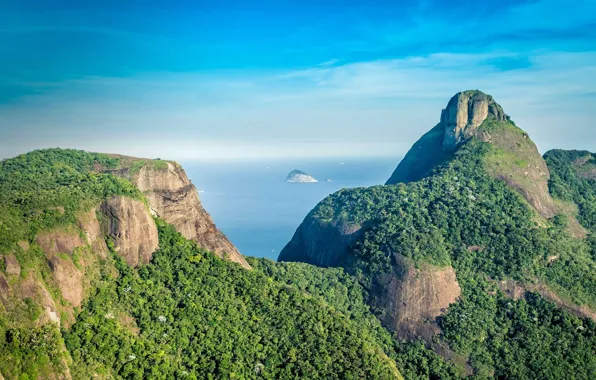 Картинка море, гора, Бразилия, Педра-да-Гавеа
