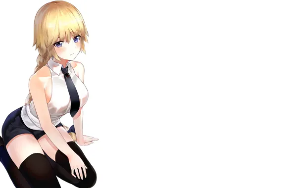 Картинка взгляд, девушка, белый фон, Fate / Grand Order