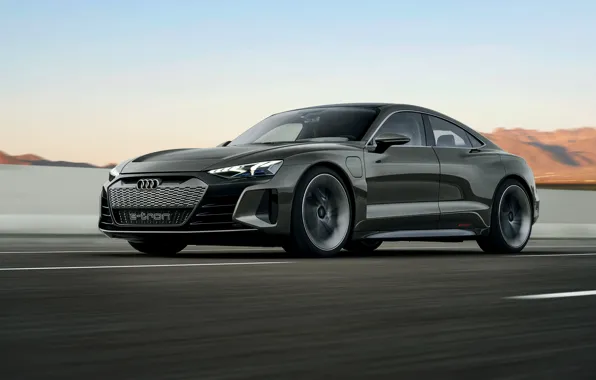 Картинка движение, Audi, купе, 2018, e-tron GT Concept, четырёхдверное