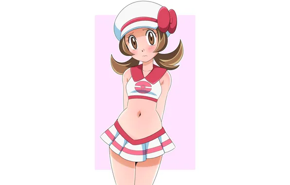 Картинка girl, sexy, boobs, anime, beautiful, short hair, pretty, brunette, erotic, breasts, Pokemon, attractive, handsome, navel, …