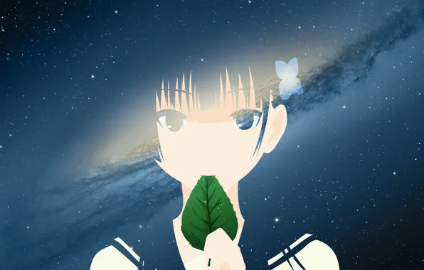 Картинка девушка, космос, лист, Sankarea