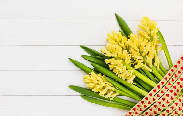 Картинка цветы, букет, желтые, yellow, wood, flowers, spring, гиацинты, hyacinths
