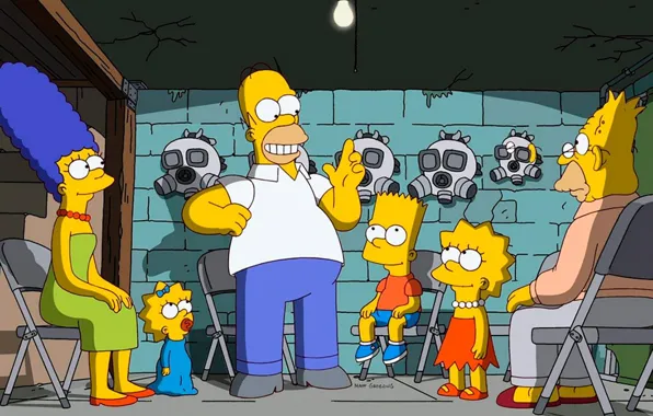 Картинка Симпсоны, Simpsons, мультсериал, бункер, самоизоляция