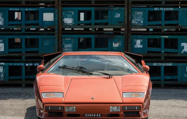 Картинка Оранжевый, Перед, Supercar, Lamborghini Countach, 1974