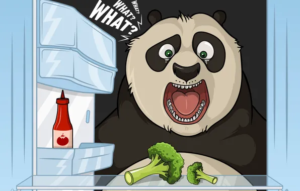 Картинка Юмор, Панда, Стиль, Лицо, Медведь, Арт, Kung Fu Panda, Кунг-фу Панда, Пустота, Kung Fu, Холодильник, …