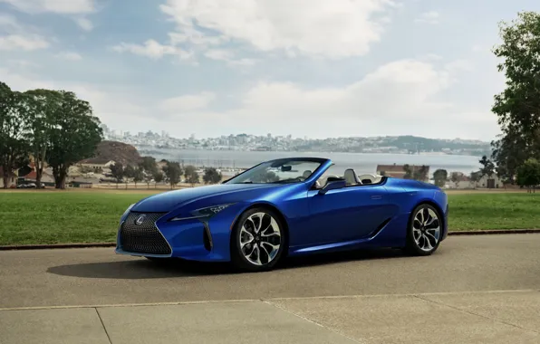 Картинка синий, газон, Lexus, кабриолет, 2021, LC 500 Convertible