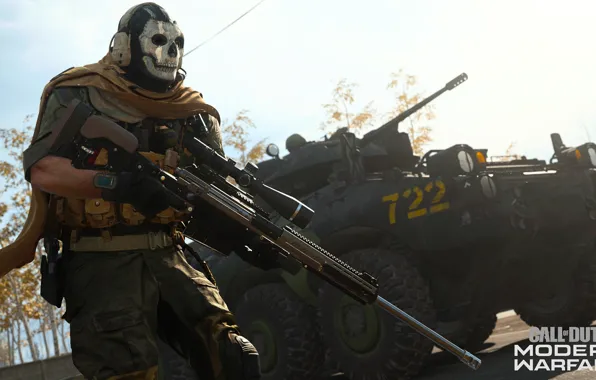 Картинка череп, маска, солдат, Call of Duty, снайперская винтовка, Call of Duty: Modern Warfare