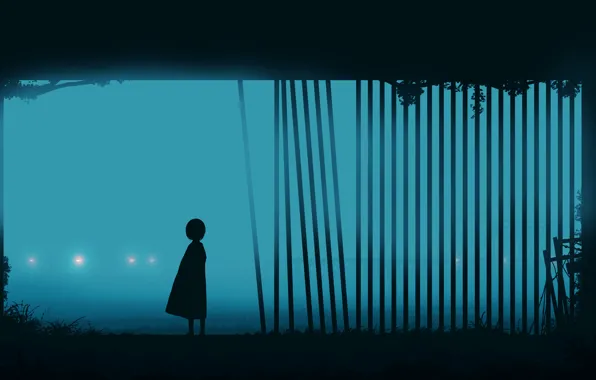Картинка девушка, ночь, огни, туман, постапокалипсис, by Gracile
