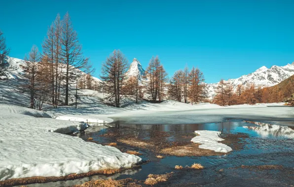 Картинка зима, природа, озеро, Lake Grindji