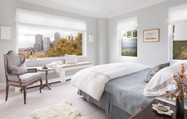 Картинка дизайн, стиль, комната, интерьер, Нью Йорк, спальня, Brooklyn Heights Apartment, by Ben Herzog, вид на …