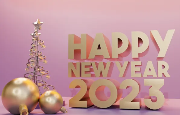 Картинка Новый год, розовый фон, 2023