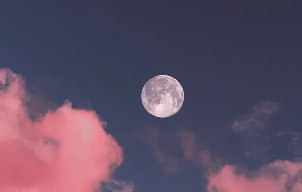 Картинка небо, облака, луна, полнолуние