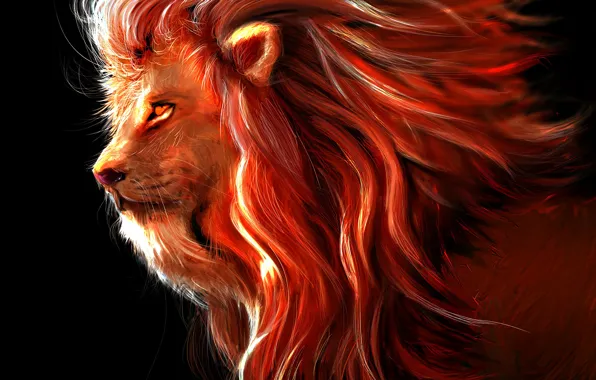 Картинка wallpaper, art, lion, predator, painting, rendering, digital art, big cat, king of beasts, 4k ultra …