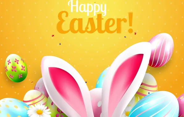Картинка графика, ромашки, яйца, Пасха, Easter