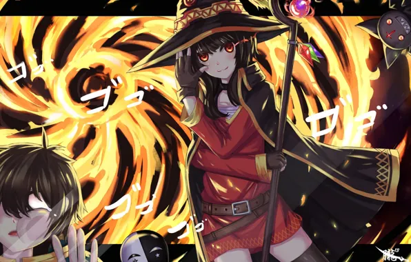 Картинка девушка, магия, шляпа, аниме, арт, Kono Subarashii Sekai ni Shukufuku wo!