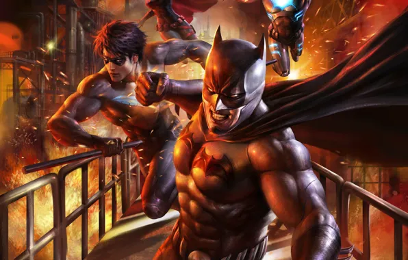 Картинка Batman, factory, Batwoman, Nightwing, Bad Blood, DC Animated Universe, Batwing