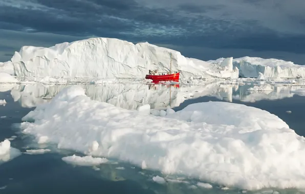 Картинка Boat, Greenland, Icebergs, Icefjord