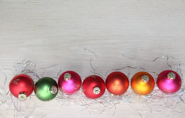 Картинка зима, шарики, праздник, доски, Рождество, Новый год, светлый фон, ёлочные игрушки, новогодние украшения
