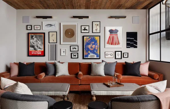 Картинка диван, интерьер, картины, гостиная