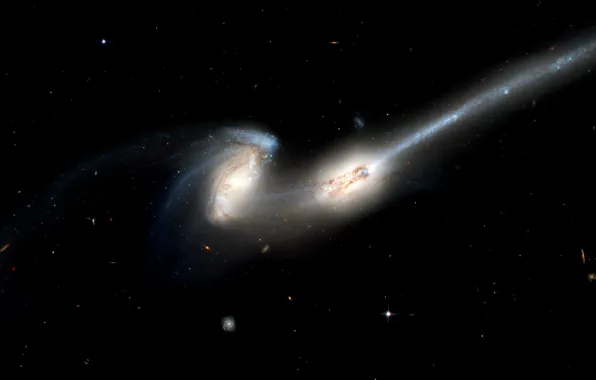 Картинка Stars, Galaxies, Galaxy, NGC 4676, Colliding galaxies, The Mice, Constellation of Coma Berenices, Hydrogen Clouds