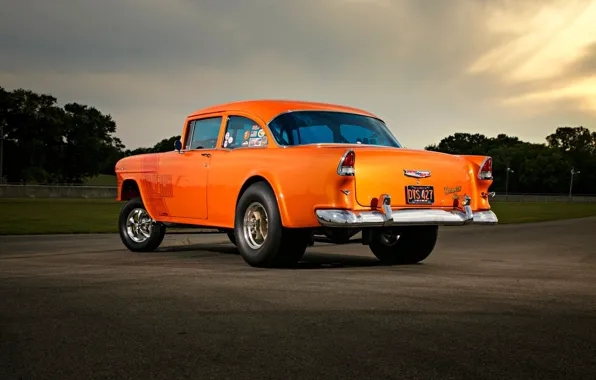 Картинка Muscle, Orange, Race, Ass, Coupe, Chevy, Modified, Chevrolet 210