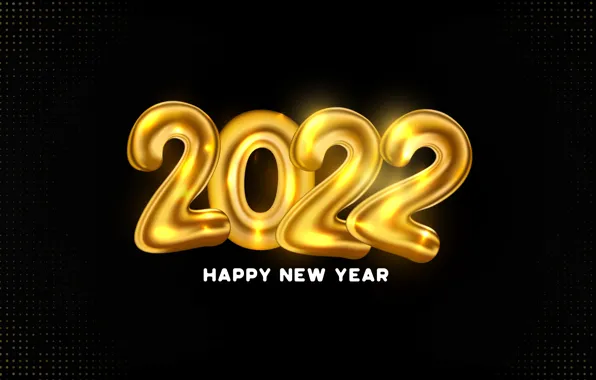 Картинка золото, цифры, Новый год, golden, черный фон, new year, happy, decoration, sparkling, 2022
