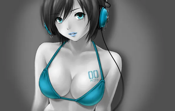 Картинка girl, vocaloid, blue, anime, headphones, meiko
