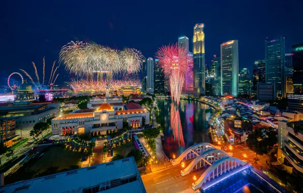 Картинка огни, праздник, Азия, Сингапур